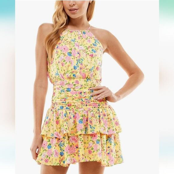 NWT City Studios Junior's Floral Print Fit & Flare Dress - Picture 3 of 12